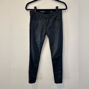 AG The Legging Ankle Super Skinny Leatherette Black in size 24